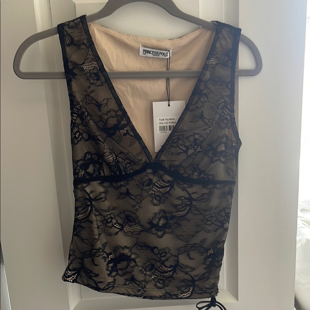 Princess Polly Black Lace Top